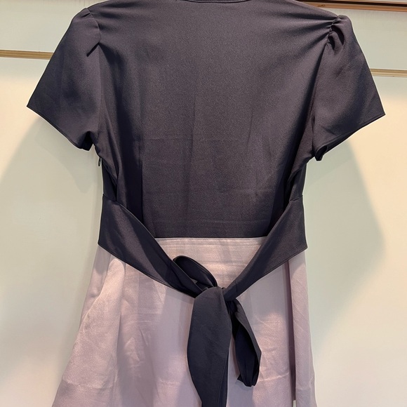 Girl from Savoy navy/lavender tieback blouse with front zip sz 8. Anthropologie - Picture 2 of 7